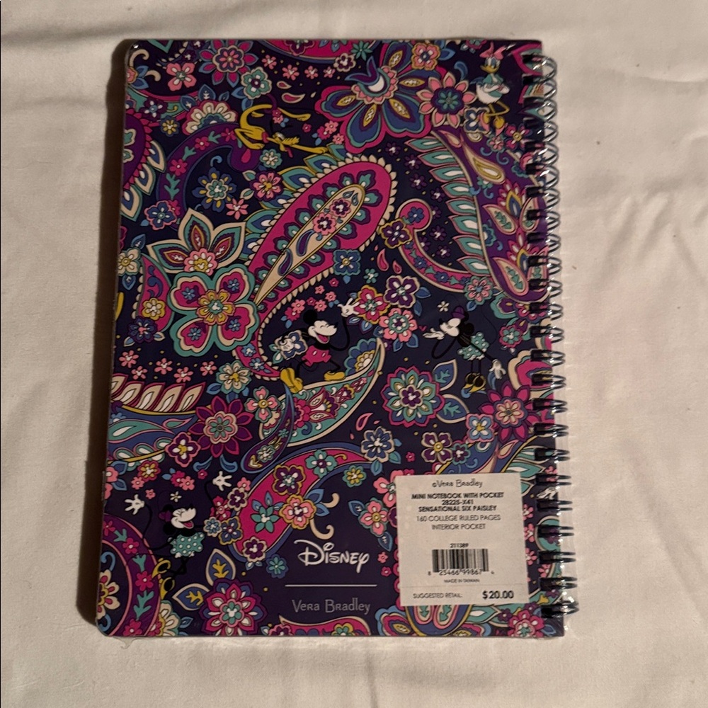1 New Disney Vera Bradley mini Notebook with Pocket sensational six paisley - Picture 2 of 3